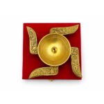 Premium Brass Swastik Akhand Diya with Velvet Gift Box | Traditional Pooja Oil Lamp for Home Temple