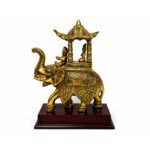 Royal Brass Ambari Elephant Statue with Divine Canopy on Wooden Base | Luxury Vastu Home Decor