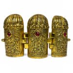 Brass Lakshmi Ganesha Saraswati Foldable Temple Idol for Home & Office