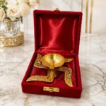 Premium Brass Swastik Akhand Diya with Velvet Gift Box | Traditional Pooja Oil Lamp for Home Temple