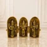 Brass Lakshmi Ganesha Saraswati Foldable Temple Idol for Home & Office