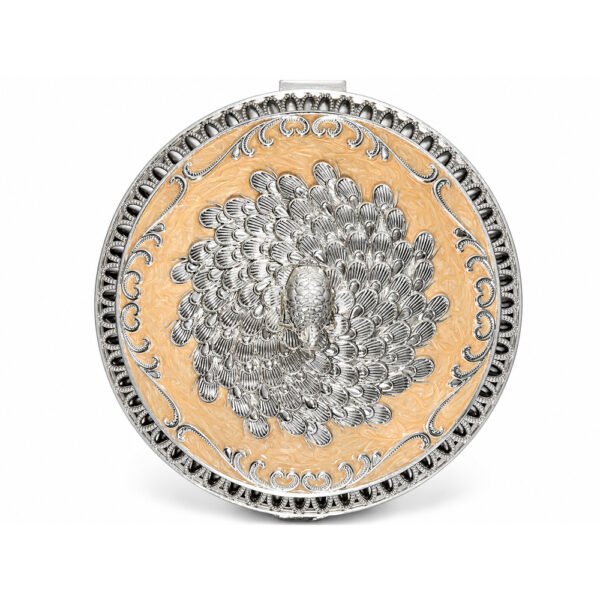 Premium Peacock Design Dry Fruit Box with 4 Compartments – Decorative Silver Plated Serving & Gift Box