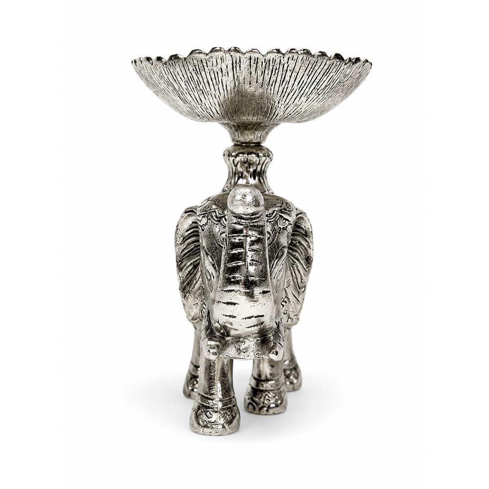 Premium Silver Plated Elephant Dry Fruit Bowl with Decorative Serving Tray – Luxury Handcrafted Centerpiece