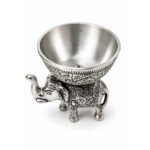 Handcrafted Silver Finish Elephant Urli Bowl for Floating Candles, Flowers & Home Decor