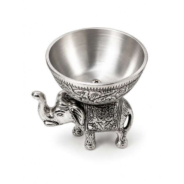 Handcrafted Silver Finish Elephant Urli Bowl for Floating Candles, Flowers & Home Decor