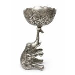 Handcrafted Silver Finish Elephant Decorative Bowl | Lotus Urli for Home Decor & Gifting
