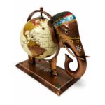 Handcrafted Elephant Globe Showpiece – Vintage World Globe Table Decor for Home & Office