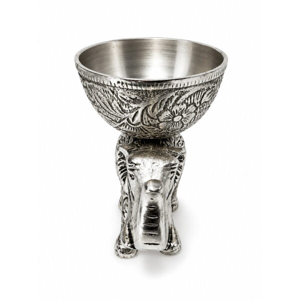 Handcrafted Silver Finish Elephant Urli Bowl for Floating Candles, Flowers & Home Decor