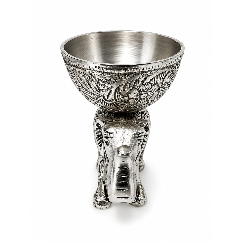 Handcrafted Silver Finish Elephant Urli Bowl for Floating Candles, Flowers & Home Decor