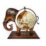 Handcrafted Elephant Globe Showpiece – Vintage World Globe Table Decor for Home & Office