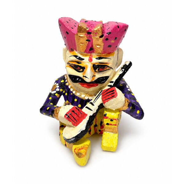 Handcrafted Rajasthani Wooden Folk Musician Figurine Set | Traditional Indian Musical Decor