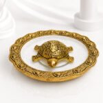 Premium Decorative Turtle Urli Bowl with Glass Plate – Vastu Feng Shui Tortoise for Home Decor