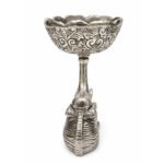 Handcrafted Silver Finish Elephant Decorative Bowl | Lotus Urli for Home Decor & Gifting