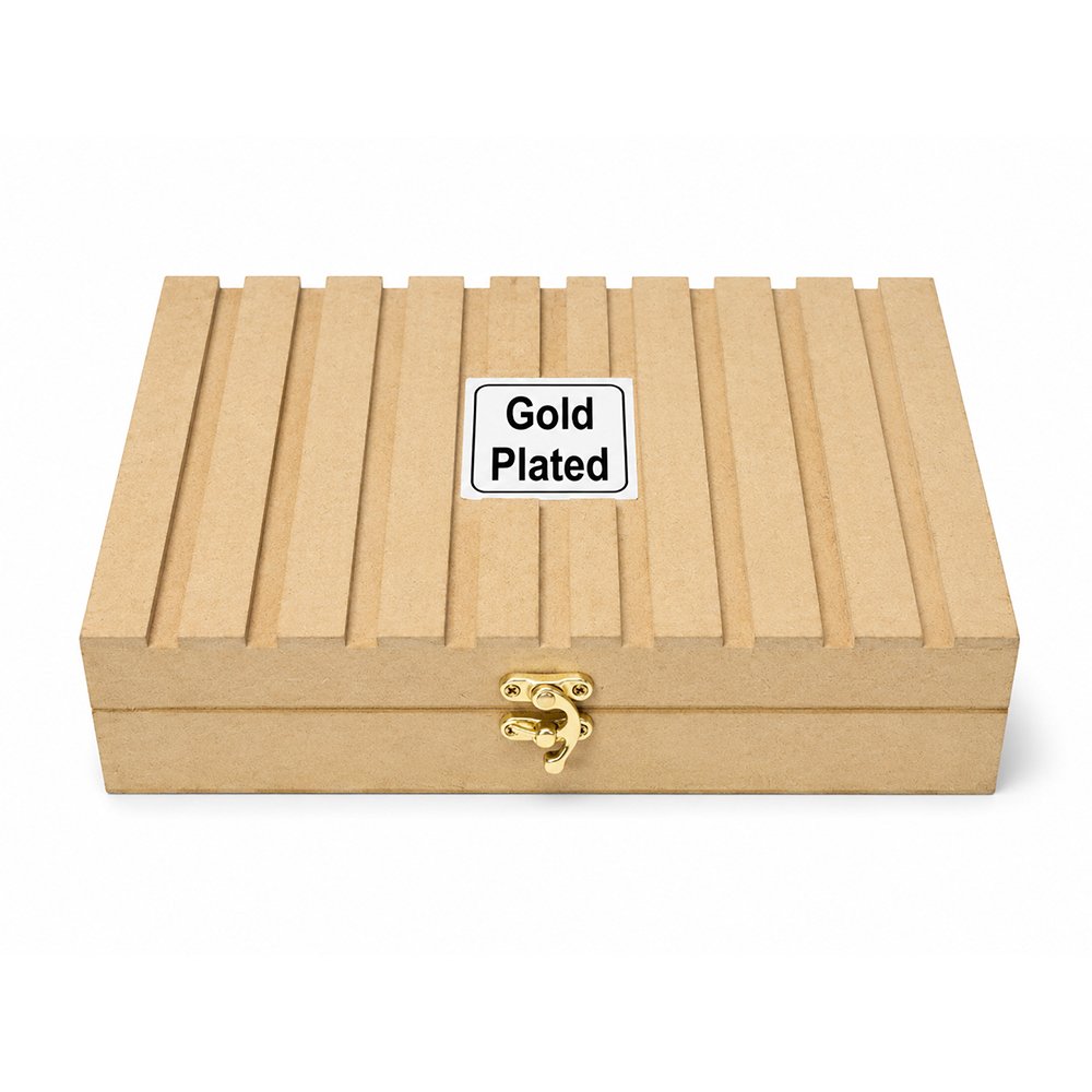 Gold Plated Prasadi Bhog Thali Set with 2 Bowls, Spoons & Serving Tray in Premium Gift Box