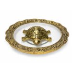 Premium Decorative Turtle Urli Bowl with Glass Plate – Vastu Feng Shui Tortoise for Home Decor