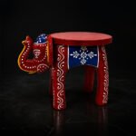 Handcrafted Wooden Elephant Stool | Traditional Rajasthani Hand-Painted Decorative Side Stool
