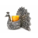 Premium Silver Plated Peacock Tealight Candle Holder | Decorative Devotional Candle Stand for Home Temple & Living Room