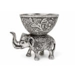 Handcrafted Silver Finish Elephant Urli Bowl for Floating Candles, Flowers & Home Decor