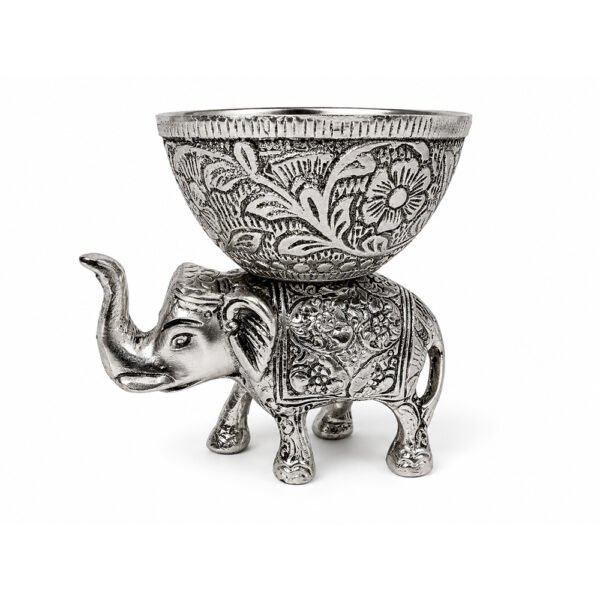 Handcrafted Silver Finish Elephant Urli Bowl for Floating Candles, Flowers & Home Decor