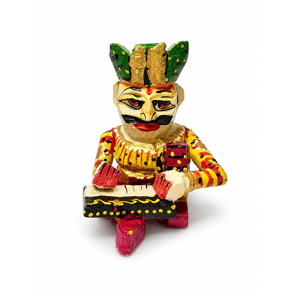 Handcrafted Rajasthani Wooden Folk Musician Figurine Set | Traditional Indian Musical Decor