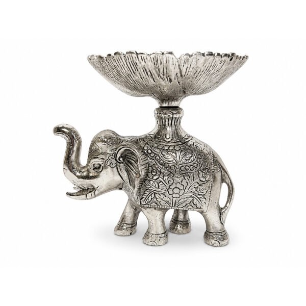 Premium Silver Plated Elephant Dry Fruit Bowl with Decorative Serving Tray – Luxury Handcrafted Centerpiece