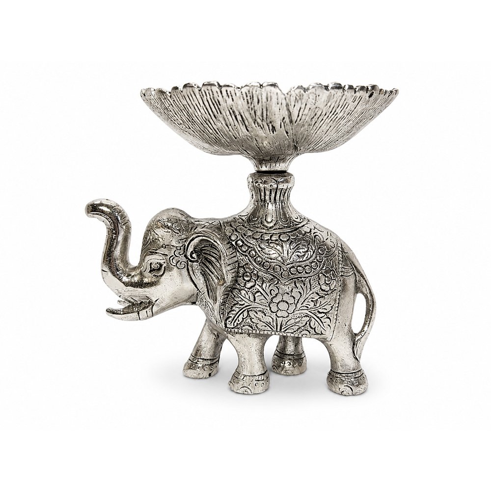 Premium Silver Plated Elephant Dry Fruit Bowl with Decorative Serving Tray – Luxury Handcrafted Centerpiece
