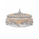 Premium Peacock Design Dry Fruit Box with 4 Compartments – Decorative Silver Plated Serving & Gift Box