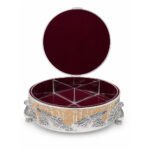 Premium Peacock Design Dry Fruit Box with 4 Compartments – Decorative Silver Plated Serving & Gift Box
