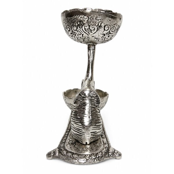Premium Elephant Dry Fruit & Mukhwas Serving Bowl Set with Dual Bowls – Silver Plated Decorative Snack Server