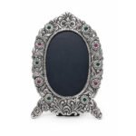 Premium Silver Plated Decorative Shringar Mirror for Thakur Ji & Dressing Table | Handcrafted Oval Makeup Mirror