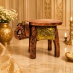 Handcrafted Wooden Elephant Stool | Vintage Antique Finish Decorative Side Table