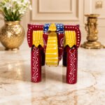 Handcrafted Wooden Elephant Stool | Traditional Rajasthani Hand-Painted Decorative Side Stool