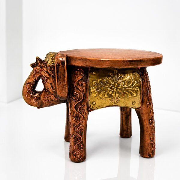 Handcrafted Wooden Elephant Stool | Vintage Antique Finish Decorative Side Table