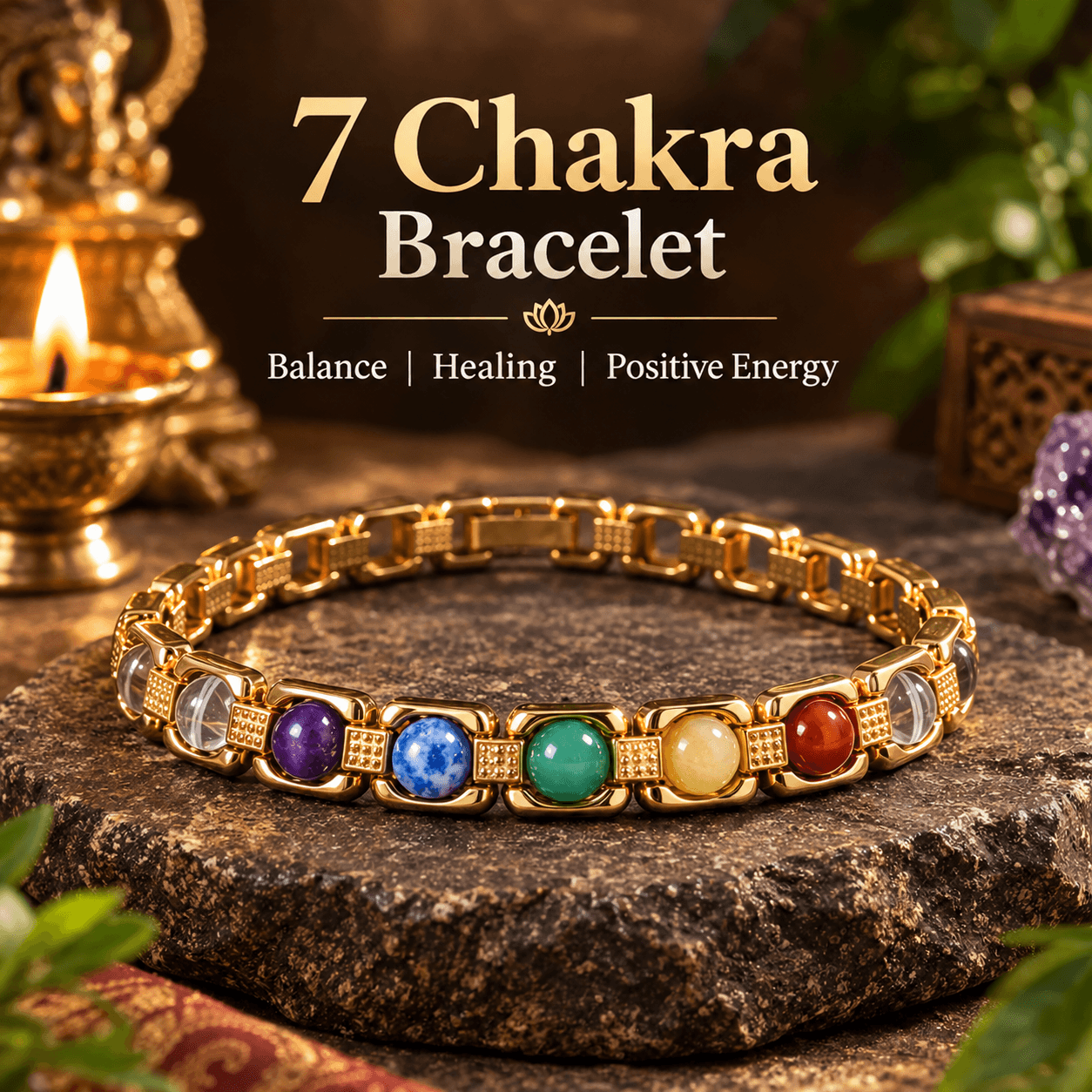 7 Chakra Bracelet – Seven Chakra Healing Stone Bracelet for Balance & Energy