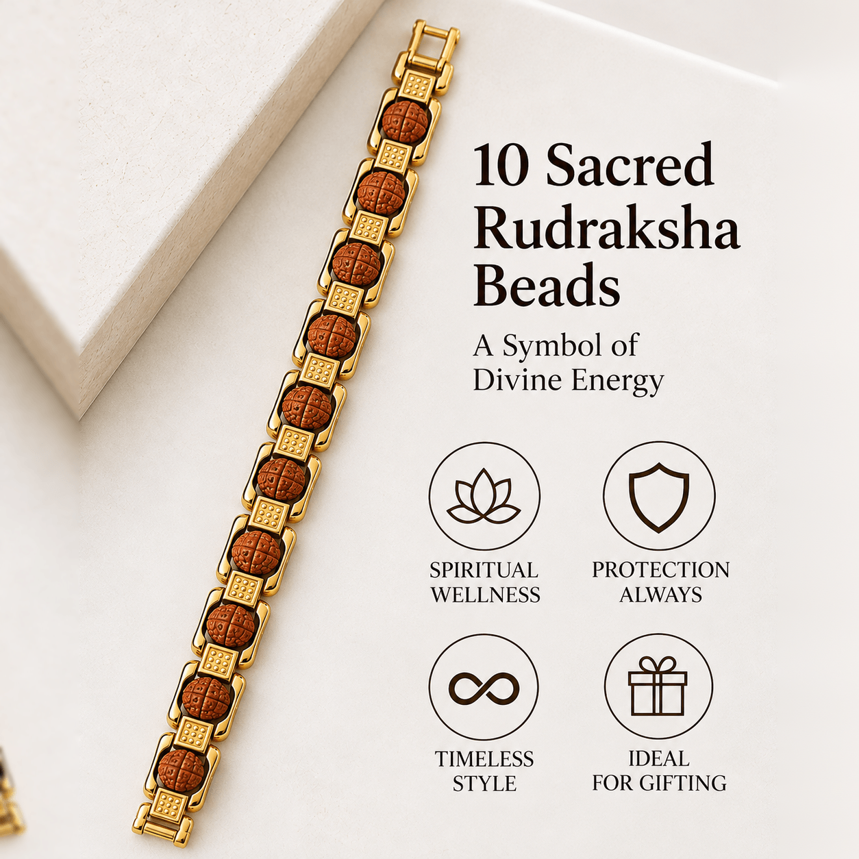 Rudraksha Bracelet – 10 Bead Spiritual Bracelet