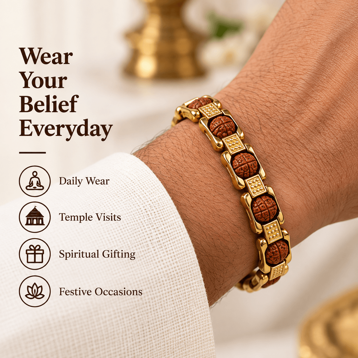 Rudraksha Bracelet – 10 Bead Spiritual Bracelet