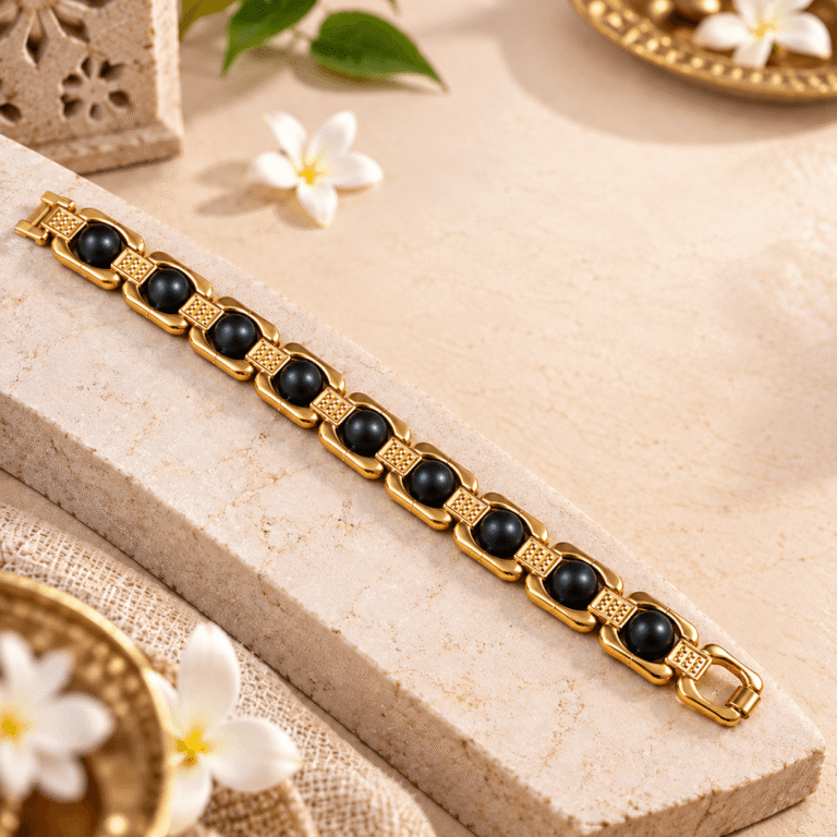 Karungali Bracelet – Natural Karungali Bead Gold-Tone Bracelet