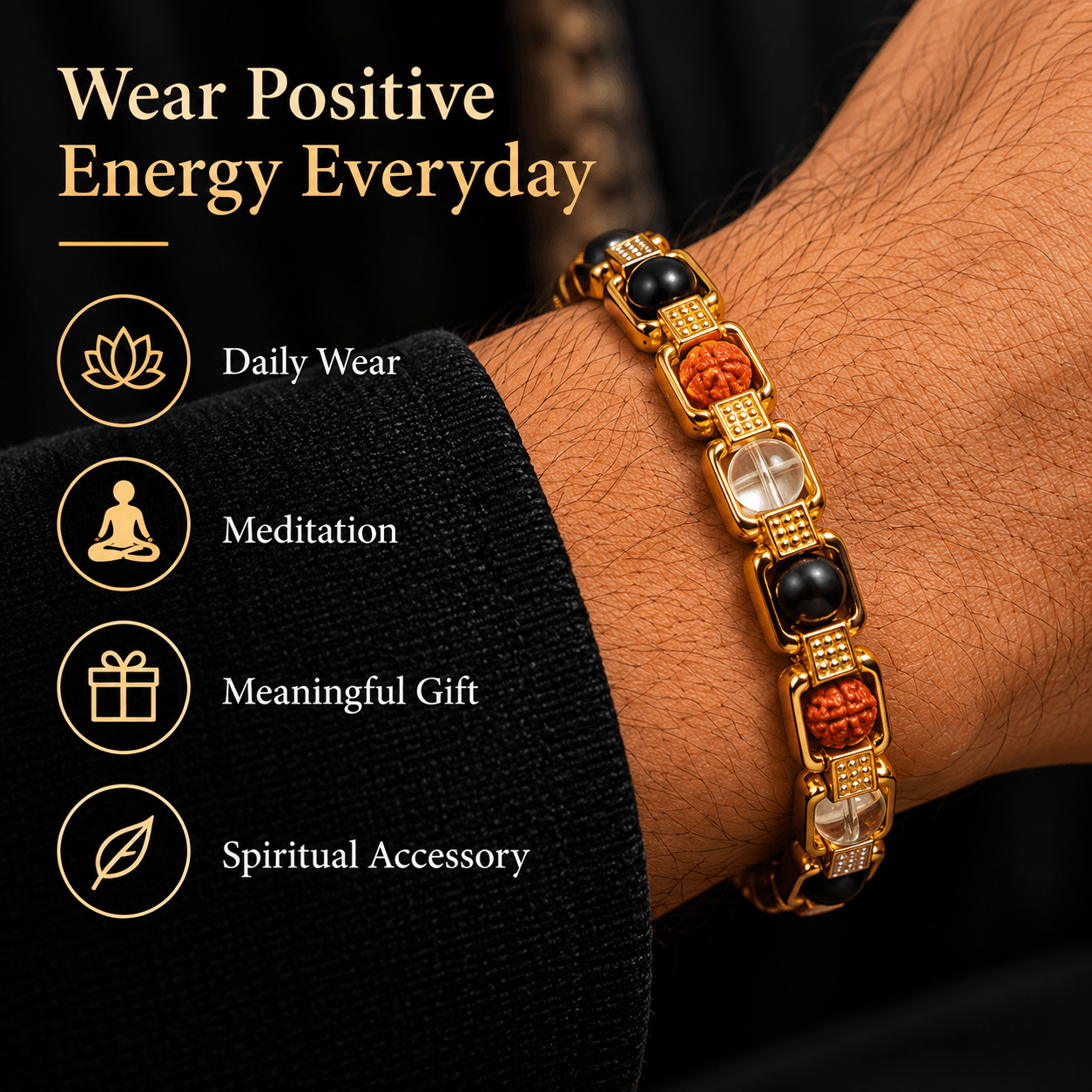 Karungali Rudraksha Clear Quartz Bracelet