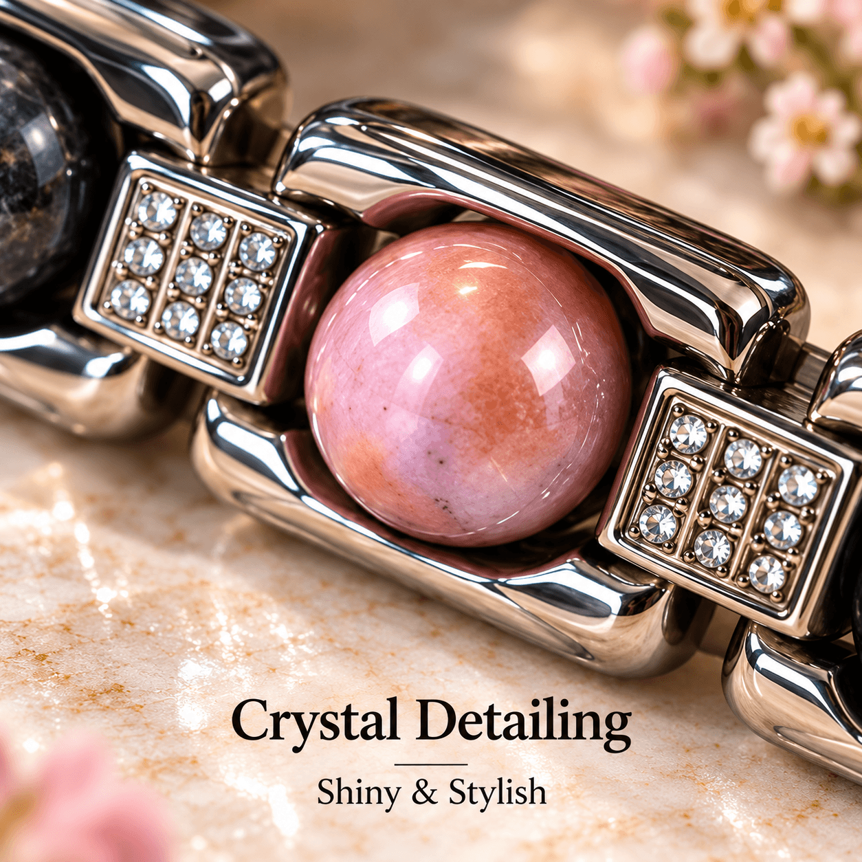 Love Gemstone Bracelet – Pink & Natural Stone Beads