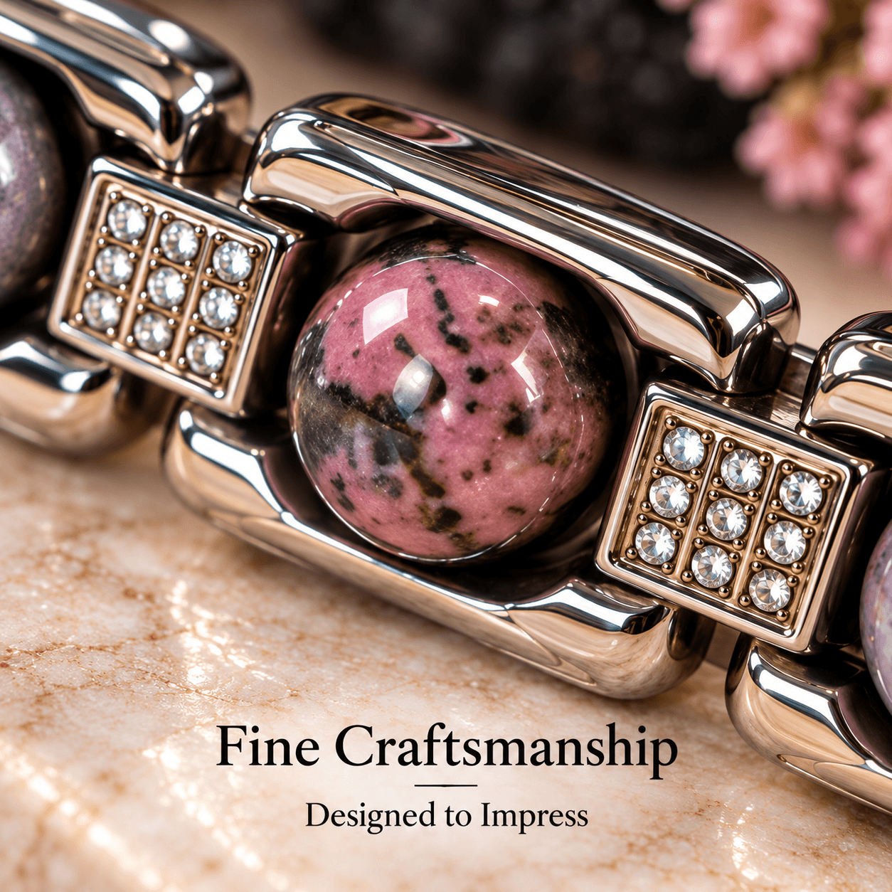 Love Gemstone Bracelet – Pink & Natural Stone Beads