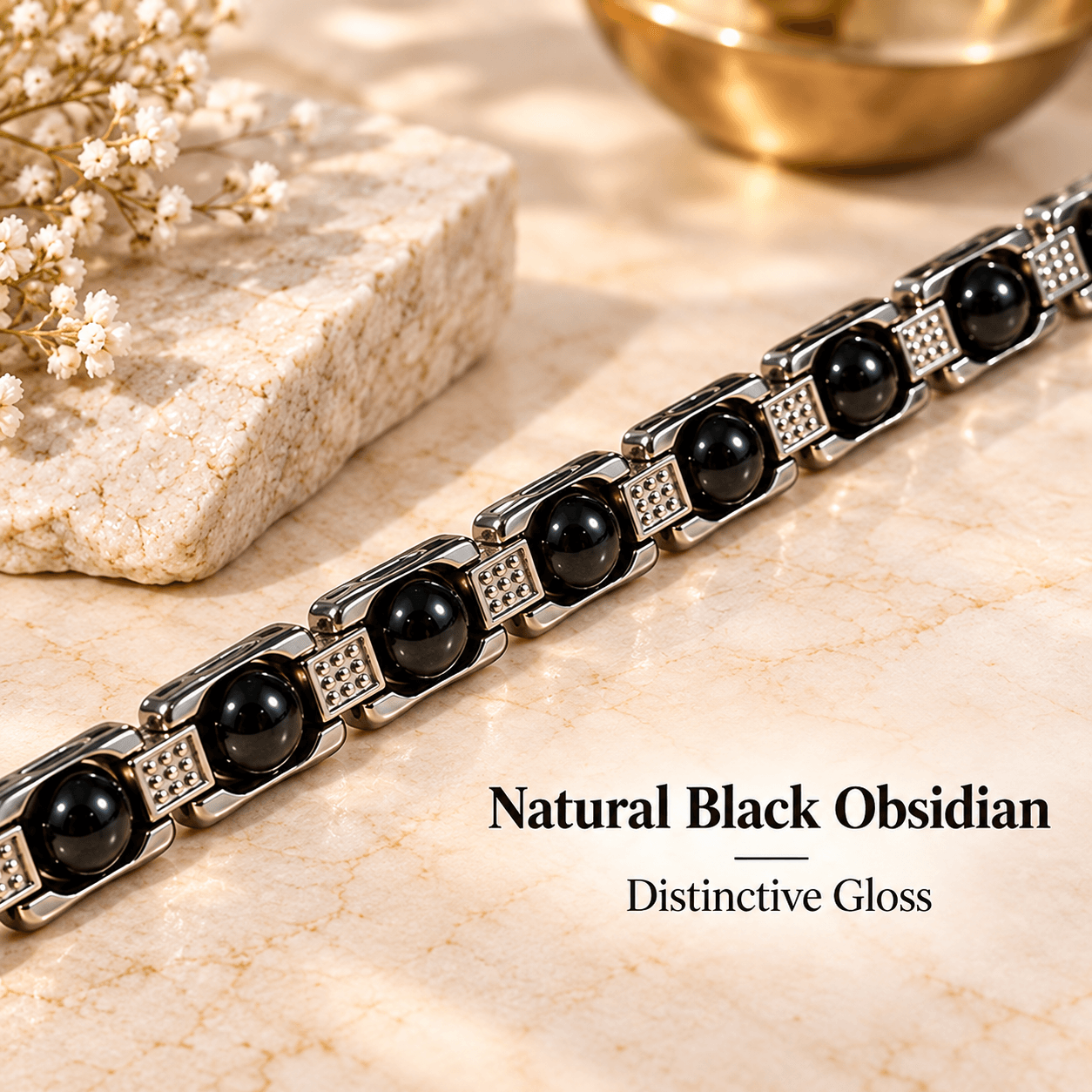 Black Obsidian Bracelet | 10 Beads Gemstone Bracelet