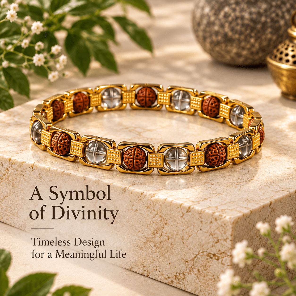 Rudraksh Clear Quartz Bracelet