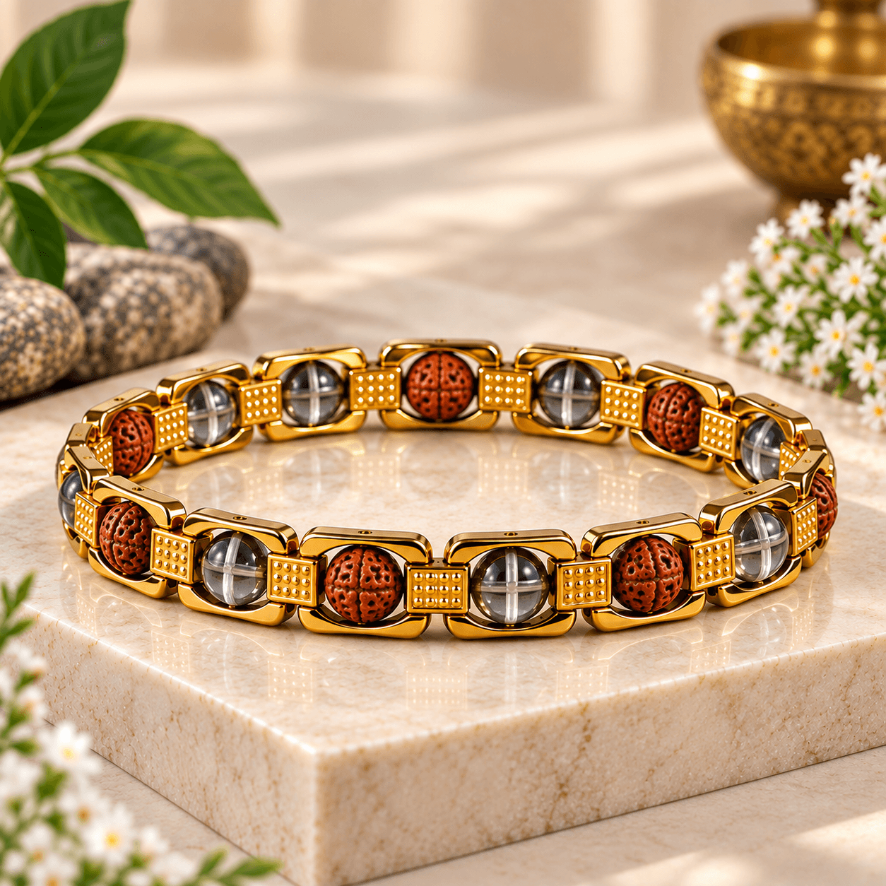 Rudraksh Clear Quartz Bracelet