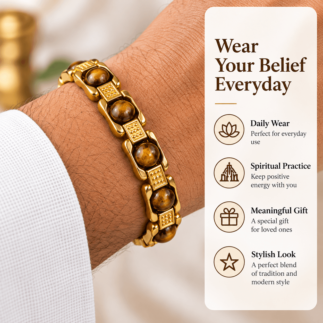 Tiger Eye Bracelet | Natural Tiger Eye Bead Bracelet