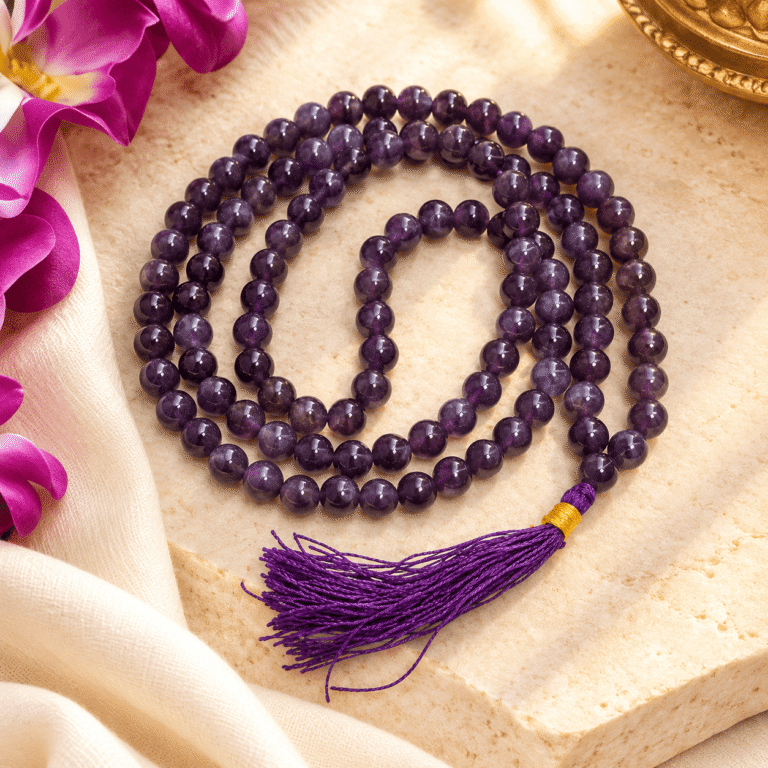 Amethyst Jap Mala | Purple Meditation Prayer Beads