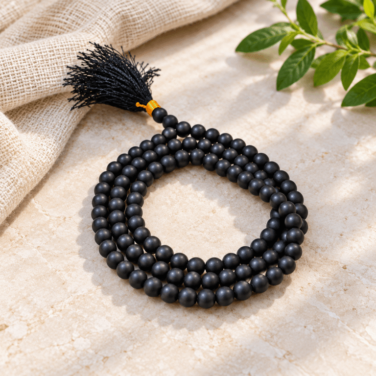 Black Matte Jap Mala | Matte Black Prayer Beads