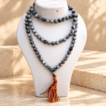 Black Cat Eye Jap Mala | Grey-Black Meditation Beads
