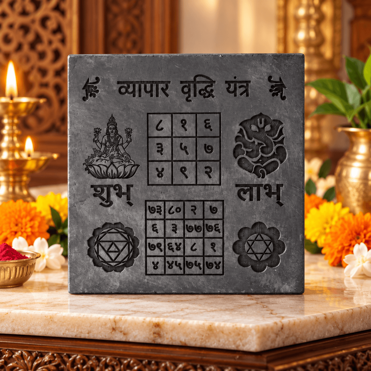 Vyapar Vriddhi Yantra | Business Growth Yantra | Karungali Carving Plate