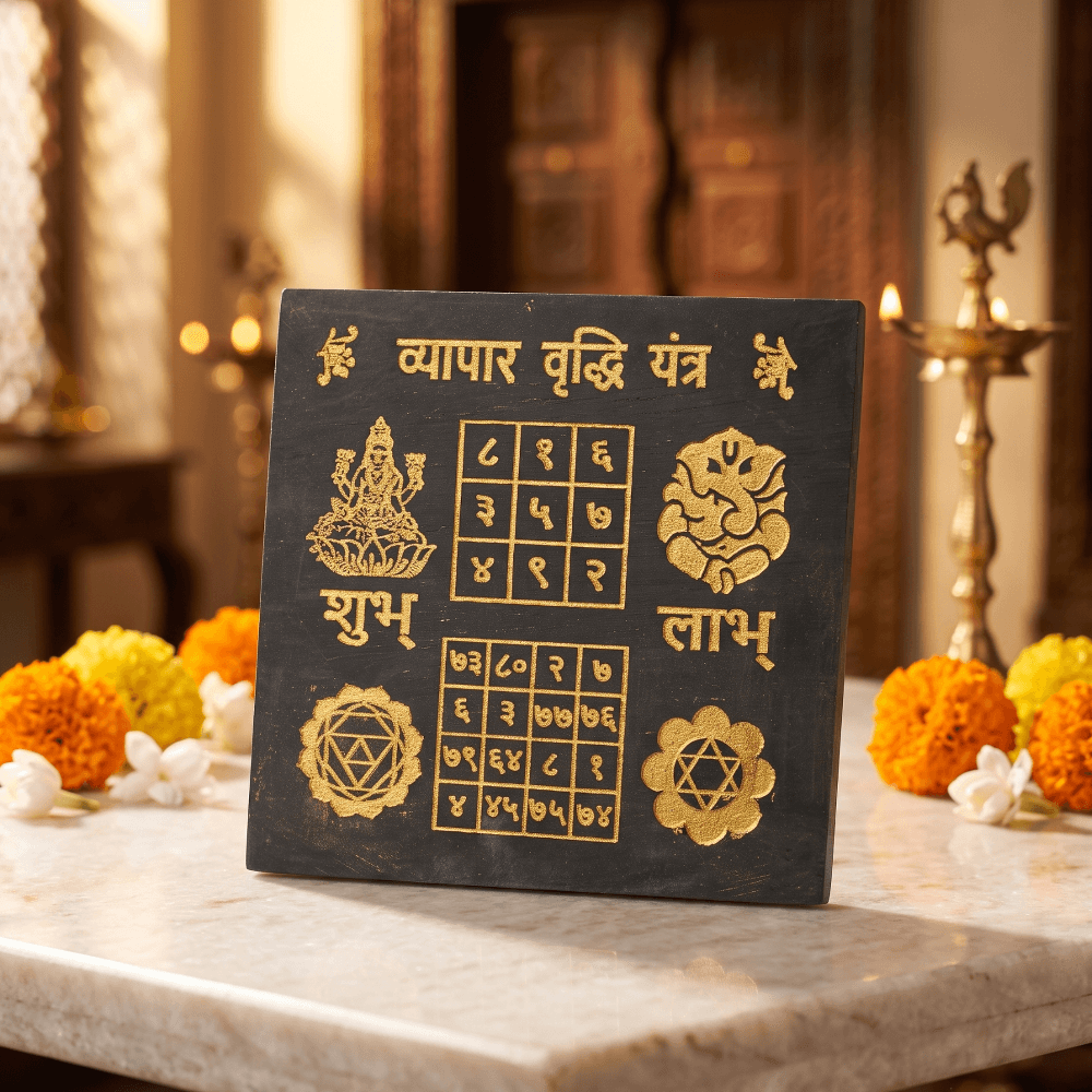 Vyapar Vriddhi Yantra | Business Growth Yantra | Karungali Carving Plate