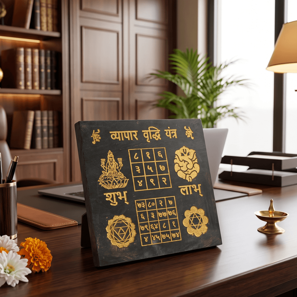 Vyapar Vriddhi Yantra | Business Growth Yantra | Karungali Carving Plate